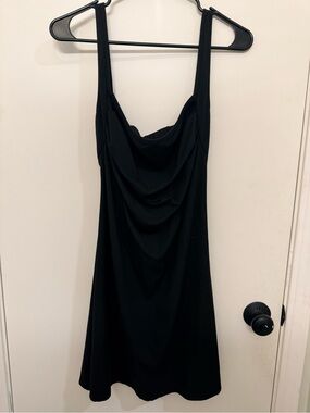 Black Square Neck Sleeveless Dress - Women's